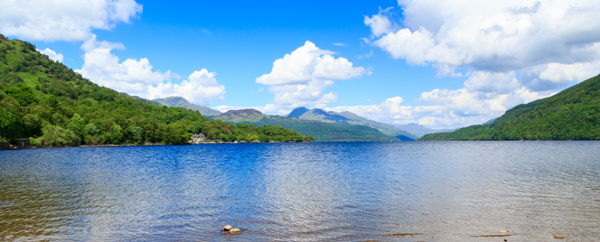 The mountains of the Arrochar Alps seen from the shores of Loch Lomond