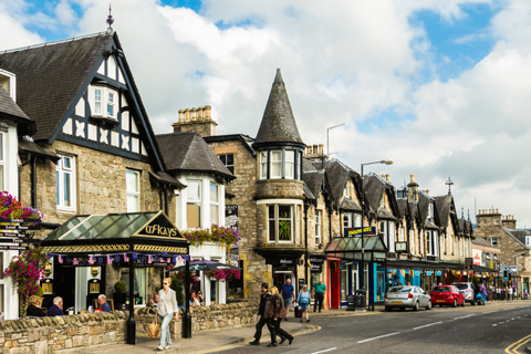 Visitors browse the gift shops on Pitlochry High Street