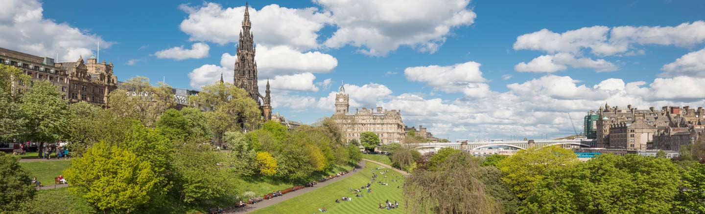 Princes Street Gardens looking towards the Scott Monument and Princes Street