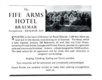 An advert for the Fife Arms Hotel in Ballater