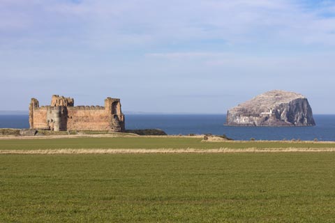 View of Tantallon Castle and Bass Rock