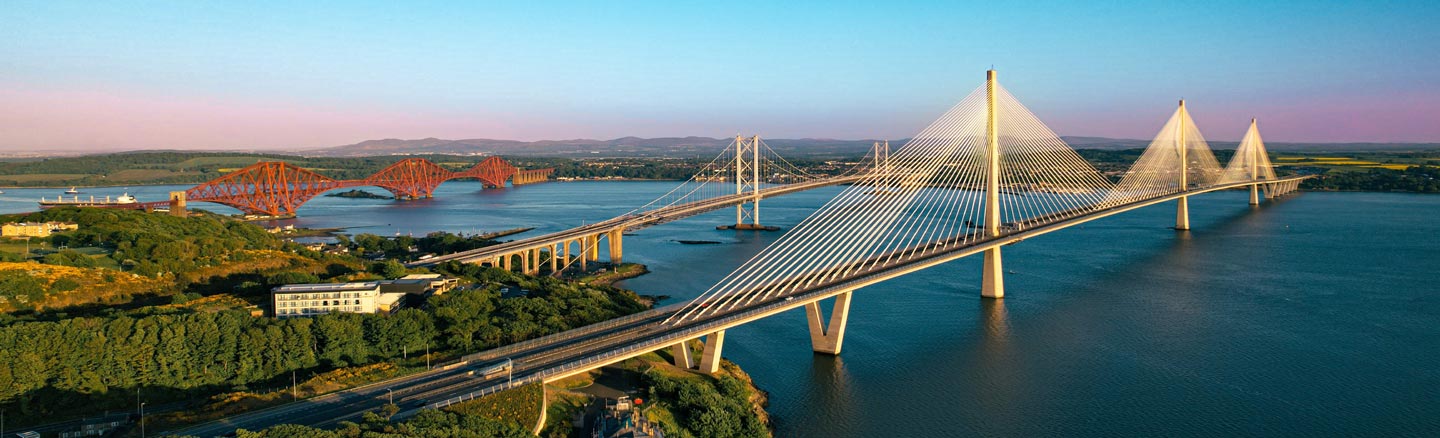 Panoramic view of the Forth Bridges