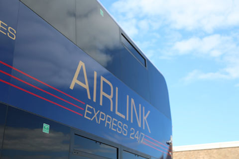 side view of Edinburgh Airlink Express airport bus