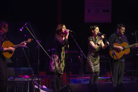 Celtic Connections - two female singers and two musicians playing on stage
