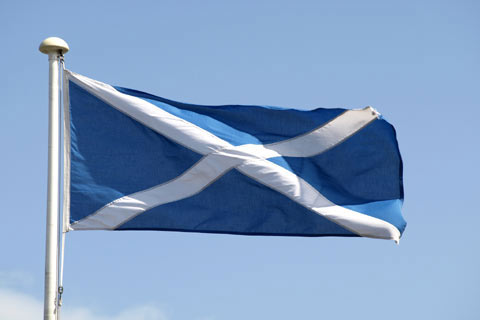 The Saltire flag - white cross on blue background