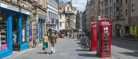 Traditional red telephone boxes